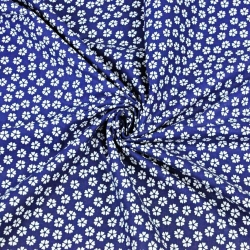 Baumwolle 100% MINI Kleeblätter weiß auf dunkelblauem Hintergrund  