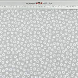 Baumwolle 100% MINI Kleeblätter weiß auf grauem Hintergrund  