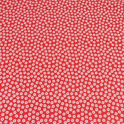 Baumwolle 100% MINI Kleeblätter weiß auf rotem Hintergrund  