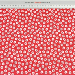 Baumwolle 100% MINI Kleeblätter weiß auf rotem Hintergrund  