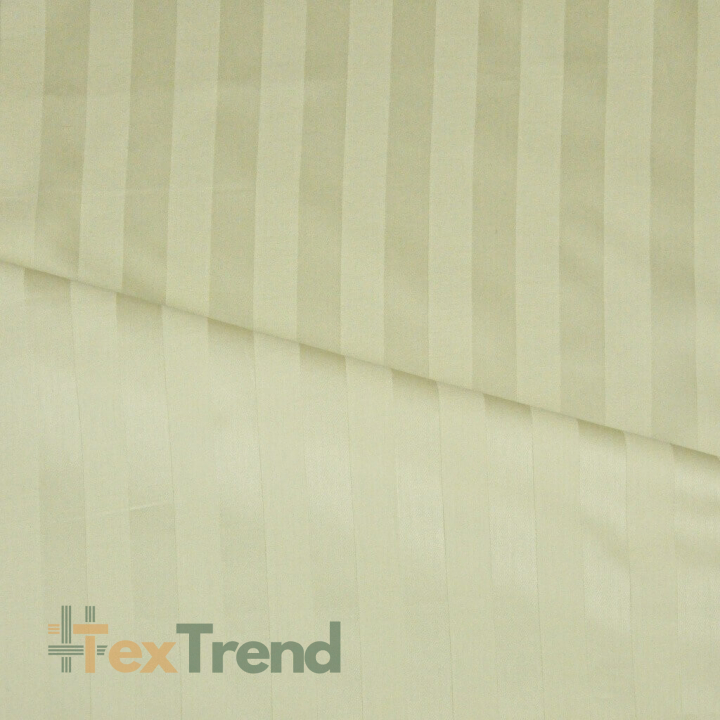 Baumwoll-Damast Ecru Streifen  