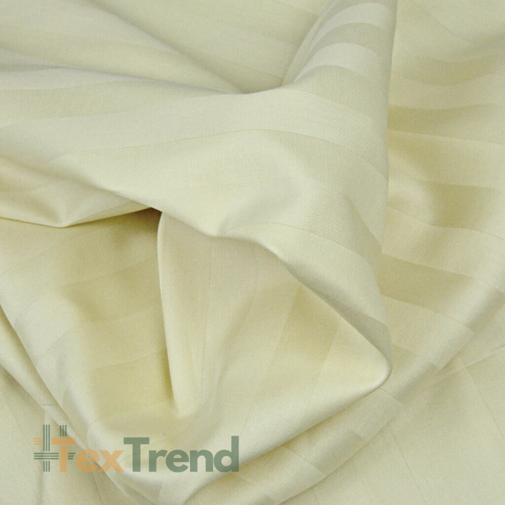 Baumwoll-Damast Ecru Streifen  