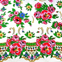 Baumwolle 100% mit dem Muster Halka Goralka auf weißem Hintergrund  