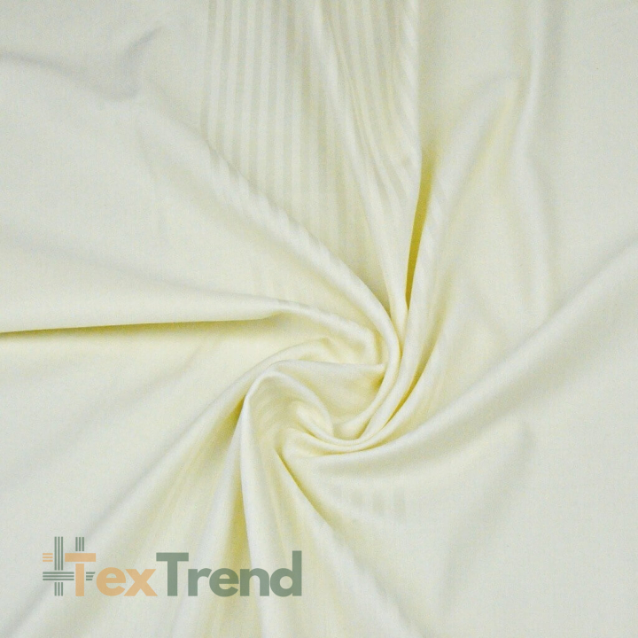 Baumwoll-Damast Ecru Streifen mit Rand  