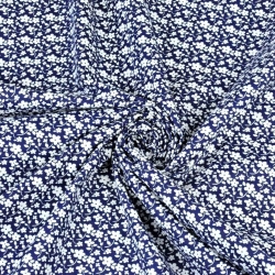 Baumwolle 100% MIDI Wiese weiß auf dunkelblauem Hintergrund  