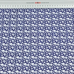 Baumwolle 100% MIDI Wiese weiß auf dunkelblauem Hintergrund  