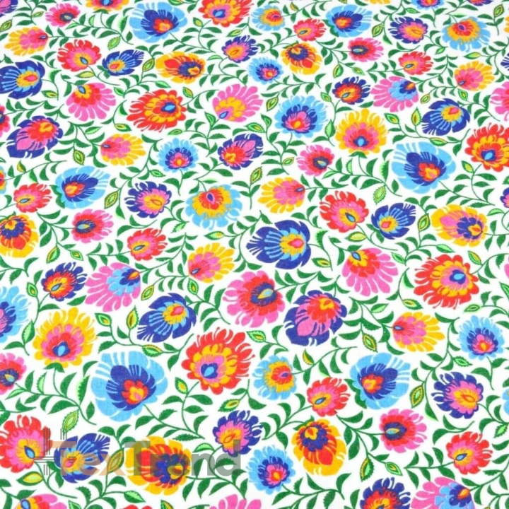 Flanell Łowicz-Muster auf weißem Hintergrund  