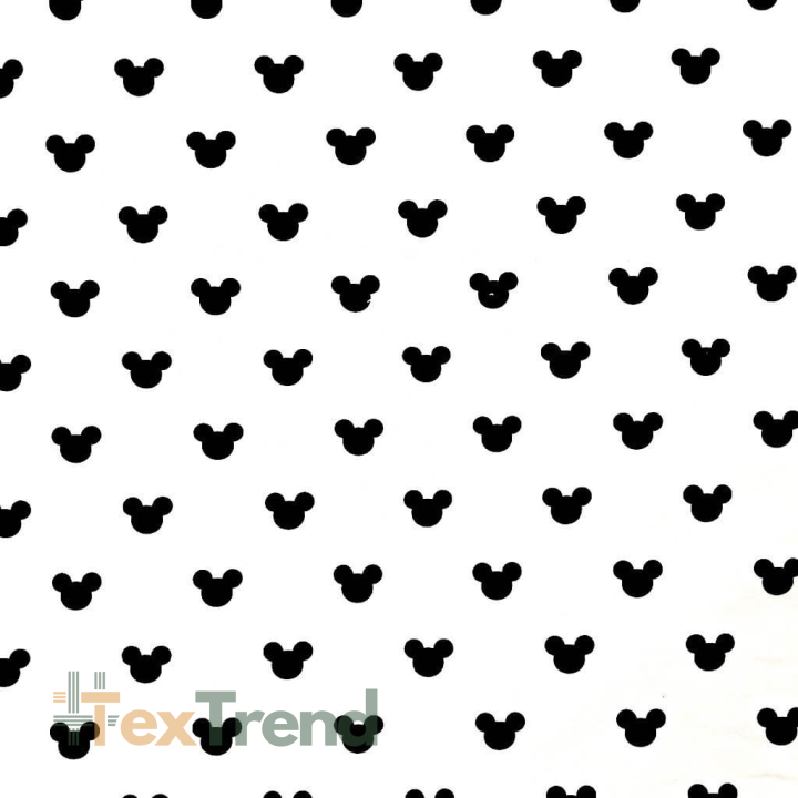 Jersey Loop - schwarze Miki auf weißem Hintergrund  