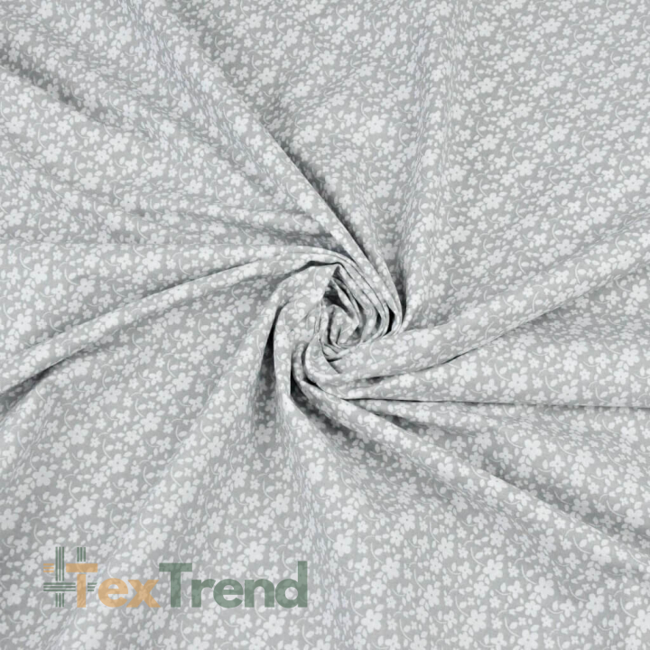 Baumwolle 100% MIDI Wiese weiß auf grauem Hintergrund  