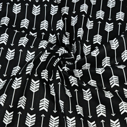 Baumwolle 100% weiße Pfeile in Reihen auf schwarzem Hintergrund  