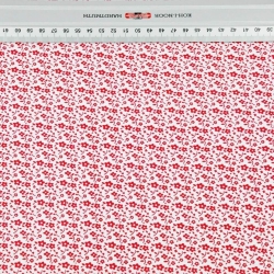 Baumwolle 100% MINI Wiese rot auf weißem Hintergrund  