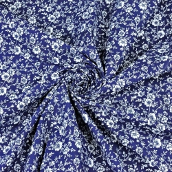 Baumwolle 100% MINI Ranken weiß auf dunkelblauem Hintergrund  