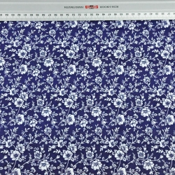 Baumwolle 100% MINI Ranken weiß auf dunkelblauem Hintergrund  