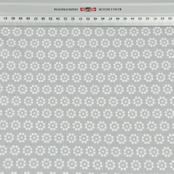 Baumwolle 100% MINI Blümchen Punkte weiß auf grauem Hintergrund  