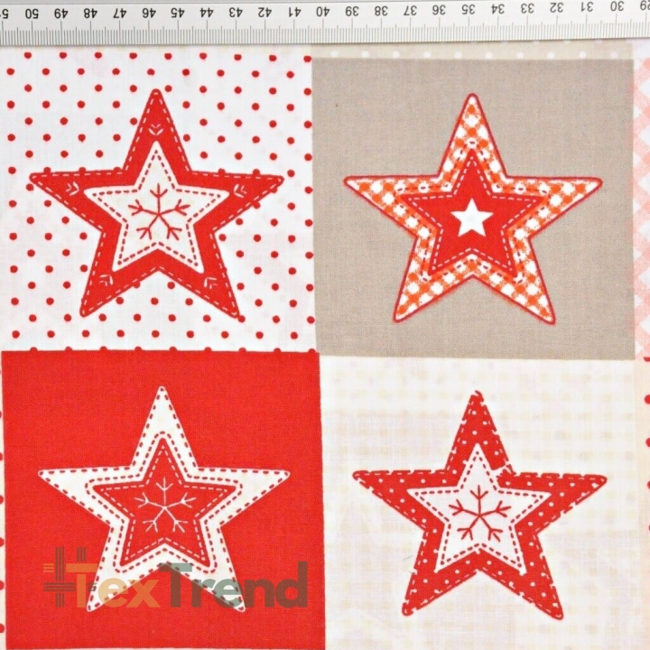 Baumwolle 100% Weihnachtsmuster Patchwork Sterne rot-weiß  