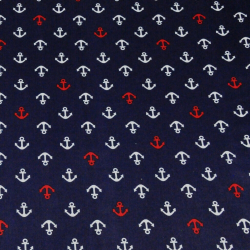 Baumwolle 100% Anker rot-weiß auf dunkelblauem Hintergrund  