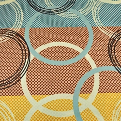 100% Baumwolle - Räder in blau-braun-gelb  