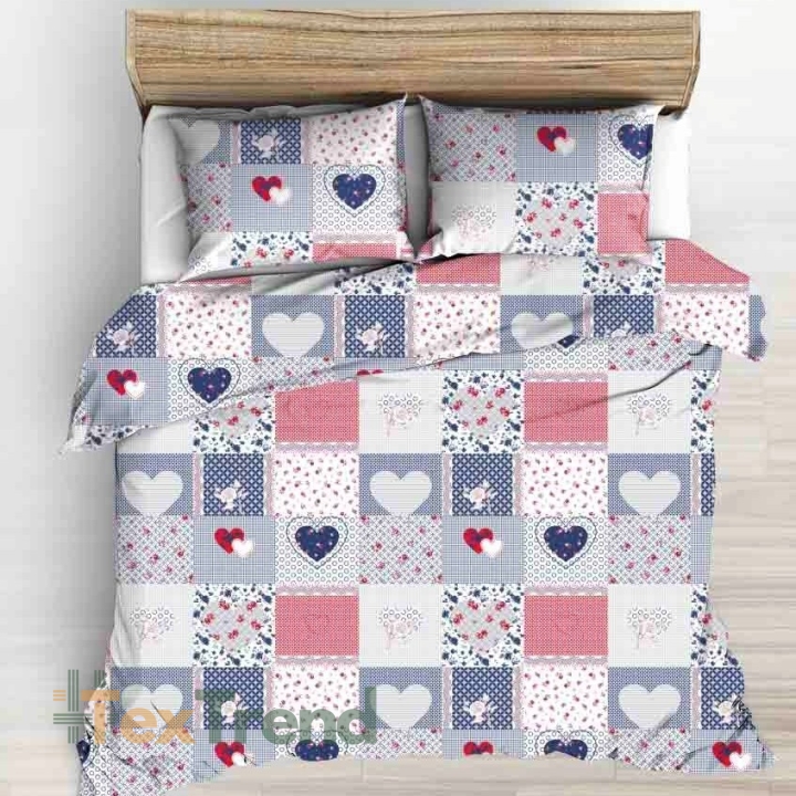 Baumwolle 100% Patchwork Blumen blau-rot  