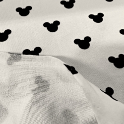 Jersey-Stoff - schwarze Micky Mäuse auf cremefarbenem Hintergrund  