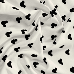 Jersey-Stoff - schwarze Micky Mäuse auf cremefarbenem Hintergrund  