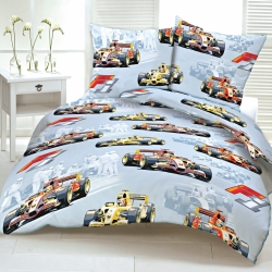 Baumwolle 100% Autos Formel Eins auf grauem Hintergrund  