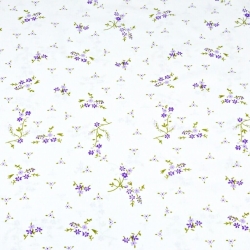 Baumwolle 100% Vergissmeinnicht lila auf weißem Hintergrund  