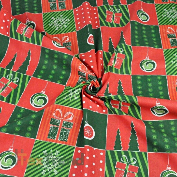Baumwolle 100% Weihnachtsmuster Patchwork rot-grün  