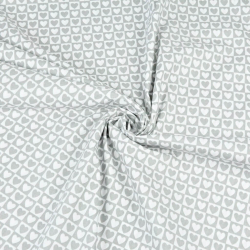 Baumwolle 100% Herzen MINI in weiß-grauen Quadraten  