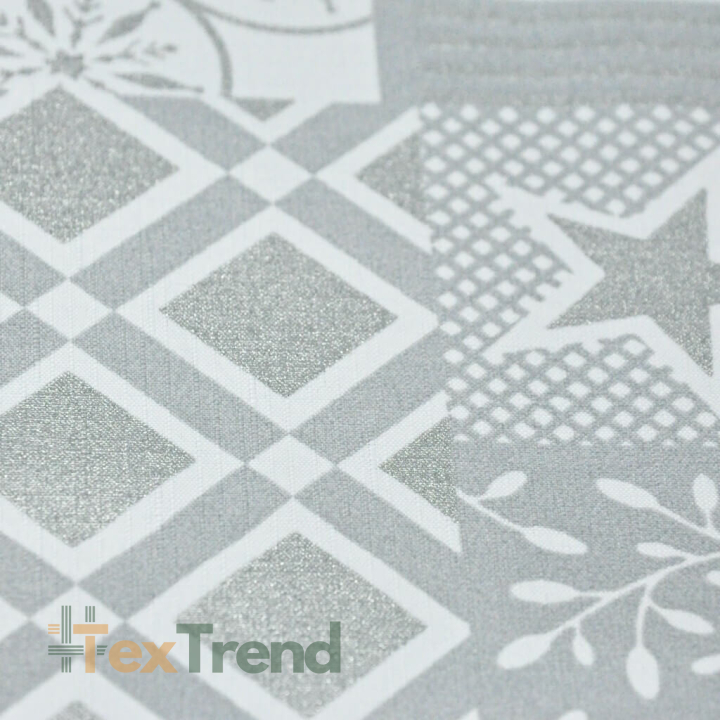 Dekostoff weiß-grauer silberner festlicher Patchwork