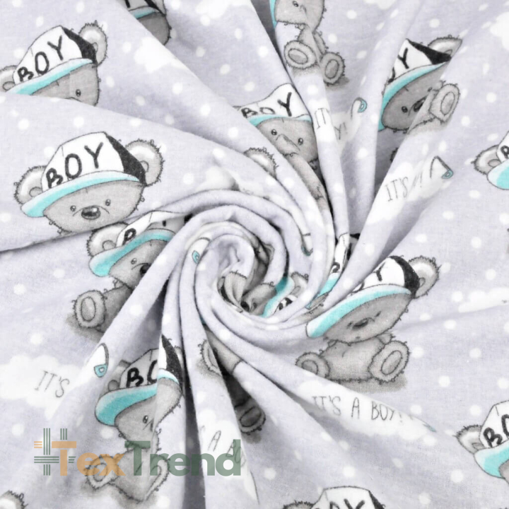 Flanell Bären Junge auf grauem Hintergrund  