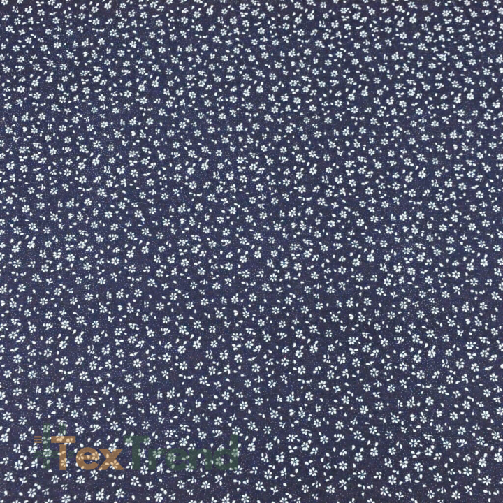 Baumwolle 100% Wiese MINI mit Punkten weiß auf navy Hintergrund  