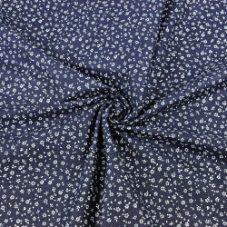 Baumwolle 100% Wiese MINI mit Punkten weiß auf navy Hintergrund  