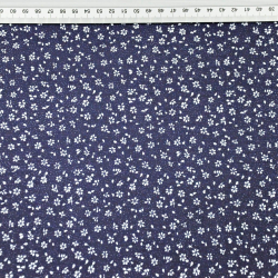 Baumwolle 100% Wiese MINI mit Punkten weiß auf navy Hintergrund  