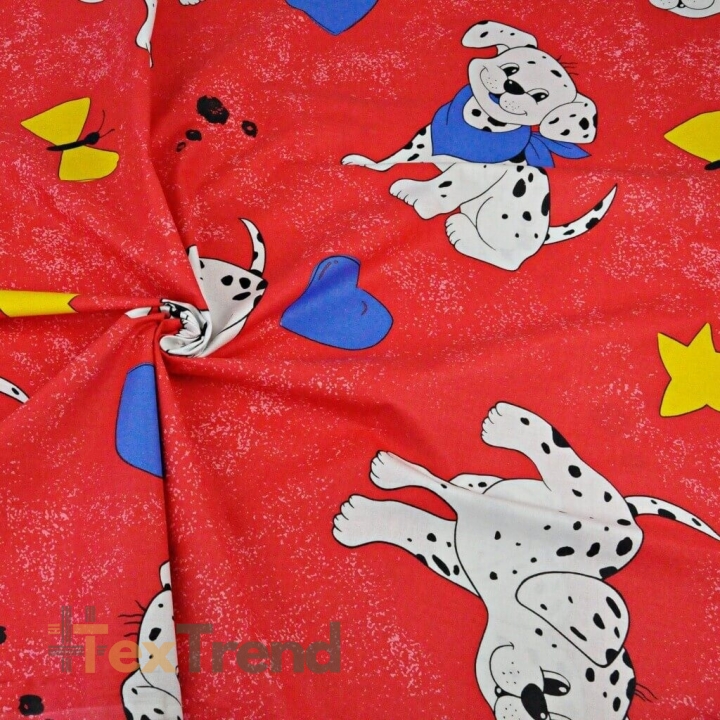 Baumwolle 100% Dalmatiner auf rotem Hintergrund  
