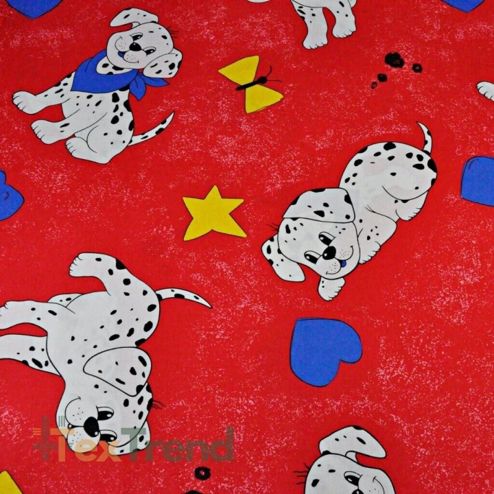 Baumwolle 100% Dalmatiner auf rotem Hintergrund  