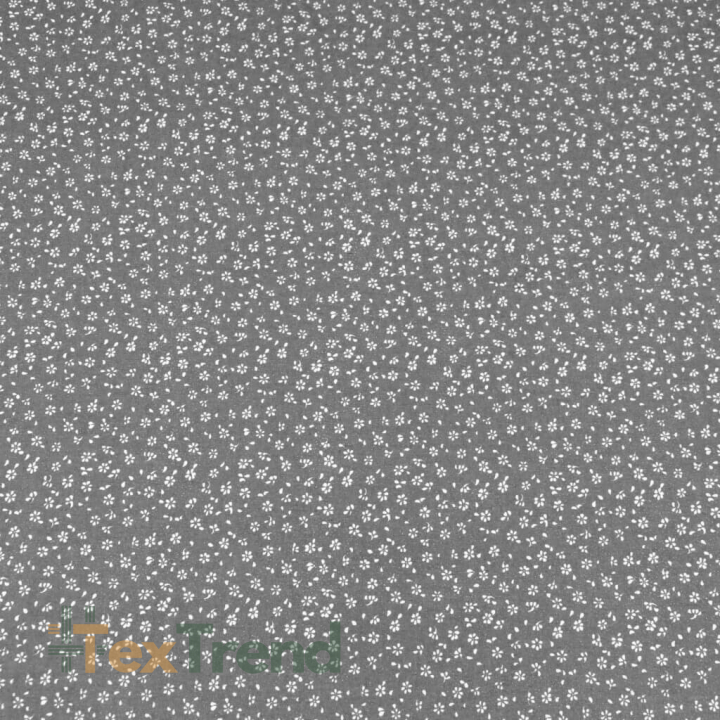 Baumwolle 100% Wiese MINI mit Punkten weiß auf grauem Hintergrund  