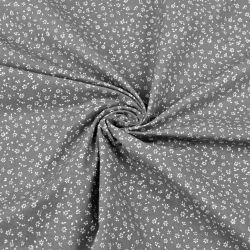 Baumwolle 100% Wiese MINI mit Punkten weiß auf grauem Hintergrund  
