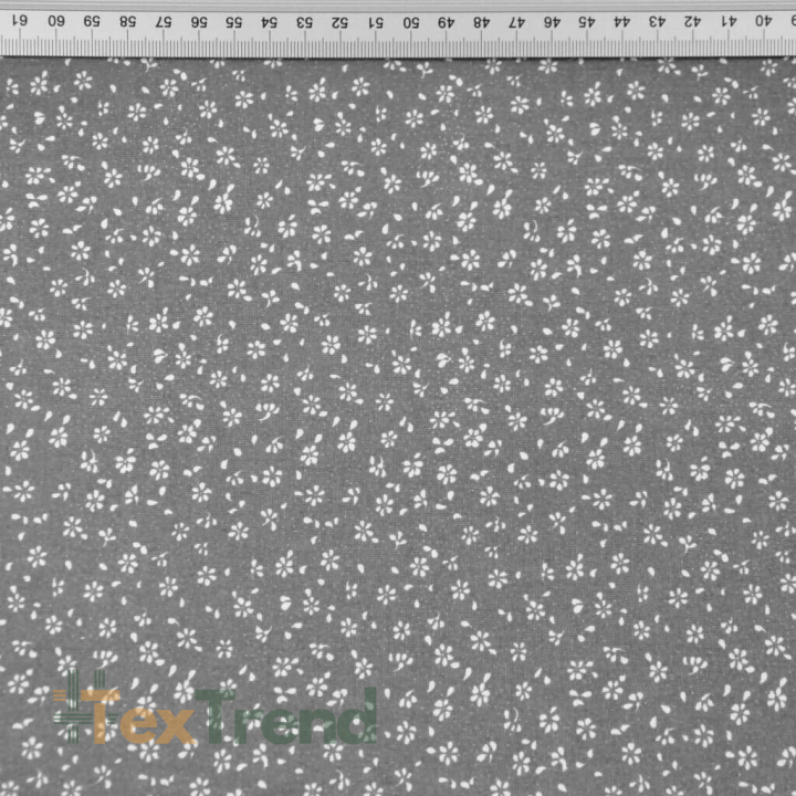 Baumwolle 100% Wiese MINI mit Punkten weiß auf grauem Hintergrund  