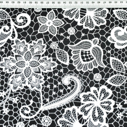 Baumwolle 100% weiße Spitze auf schwarzem Hintergrund  