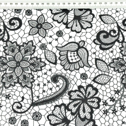 Baumwolle 100% schwarze Spitze auf weißem Hintergrund  