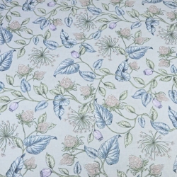 Baumwolle 100% Fenchelblumen mit pastellfarbenen Blättern auf hellgrauem Hintergrund  