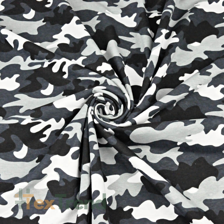 Jersey Stoff MORO in weiß, grau und schwarz  