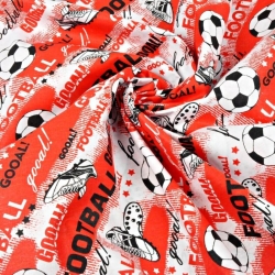 Baumwolle 100% Fußball auf rotem Hintergrund  