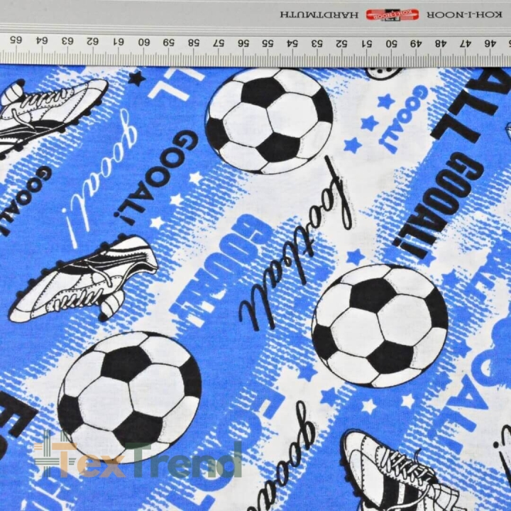 Baumwolle 100% Fußball auf blauem Hintergrund  