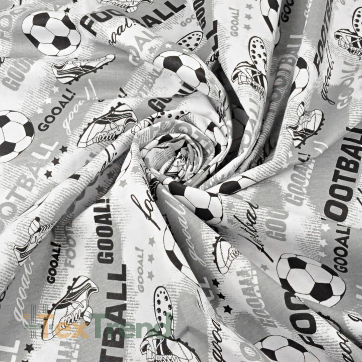 100% Baumwolle Fußball auf grauem Hintergrund  