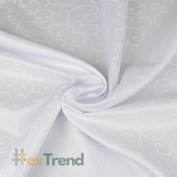 Tischdeckenstoff fleckenabweisend weiß - Ornamentmuster  