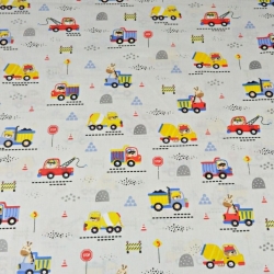 Baumwolle 100% Bau-Bären auf hellgrauem Hintergrund  