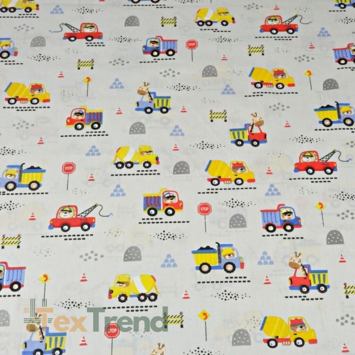 Baumwolle 100% Bau-Bären auf hellgrauem Hintergrund  