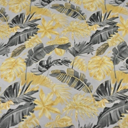 Baumwolle 100% goldene grafitblätter auf grauem Hintergrund  