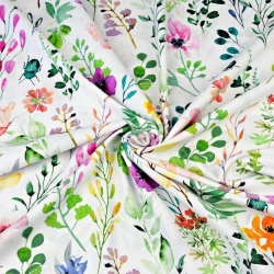 Baumwolle 100% große Wiese mit Insekten auf weißem Hintergrund  